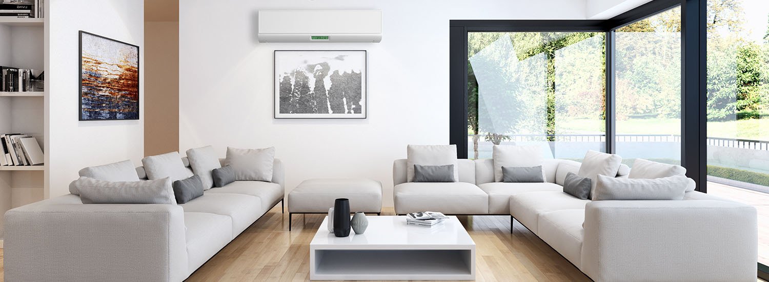 Klimaanlage im Wohnzimmer an der Wand